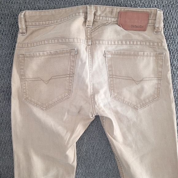 Diesel thavar men's denim jeans tan cream size 30 x 32 slim skinny fit pants - Picture 4 of 15